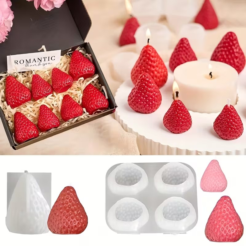 Melt Pour Soap Base - Strawberry Silicone Candle Mold for DIY